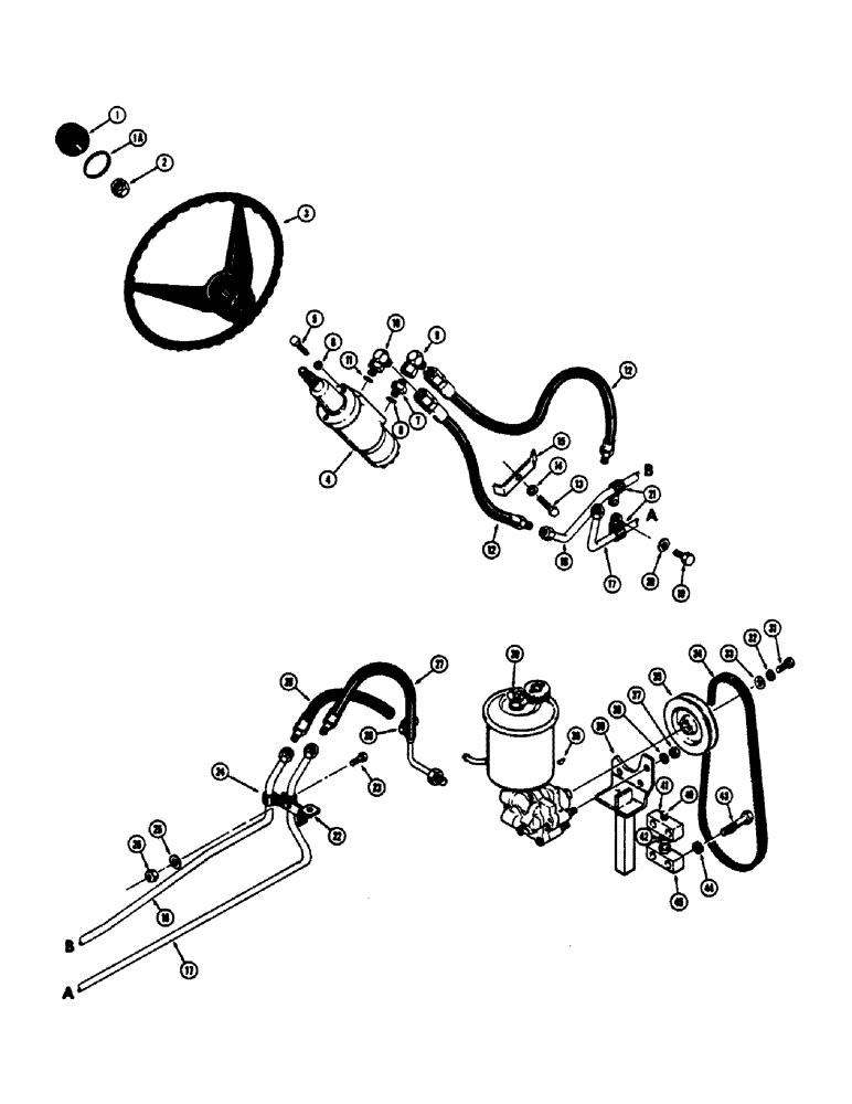 Схема запчастей Case 680CK - (088) - STEERING WHEEL AND POWER STEERING HYDRAULICS (41) - STEERING