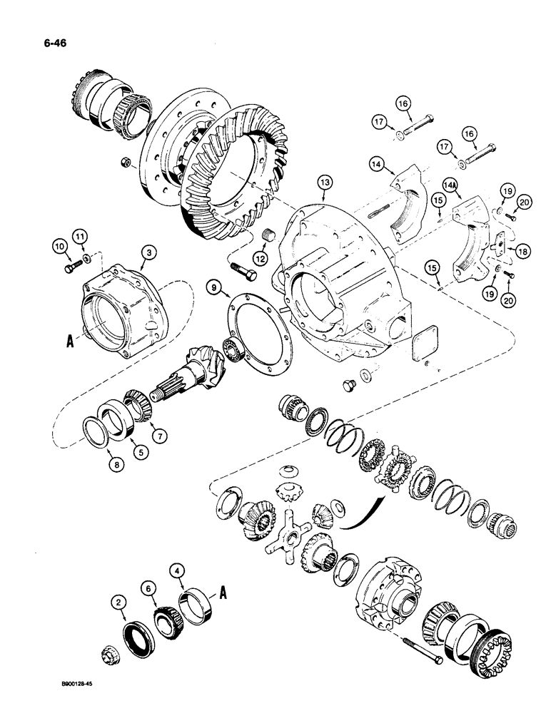 Схема запчастей Case 1085C - (6-46) - REAR DRIVE AXLE, DIFFERENTIAL (06) - POWER TRAIN