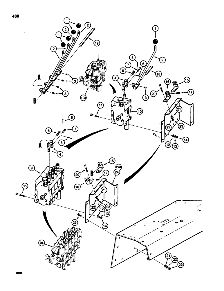 Схема запчастей Case 580D - (488) - THREE-POINT HITCH CONTROLS (09) - CHASSIS/ATTACHMENTS