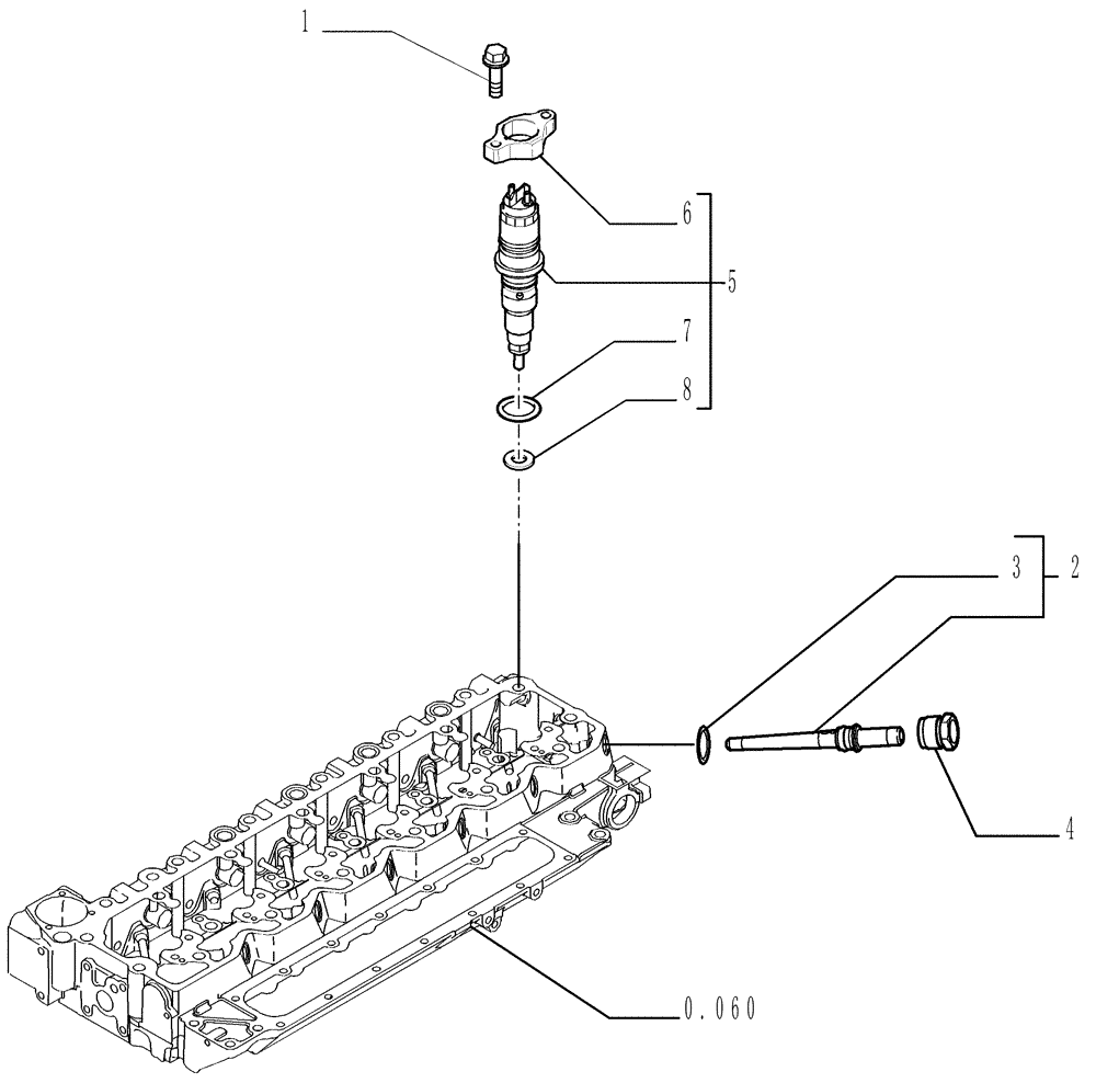 Схема запчастей Case 1850K - (0.140[02]) - INJECTION EQUIPMENT - INJECTOR (VERSION 01-02) (01) - ENGINE