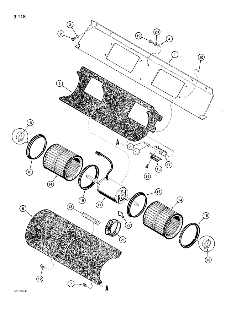 Схема запчастей Case 780D - (9-118) - CAB BLOWER (09) - CHASSIS/ATTACHMENTS