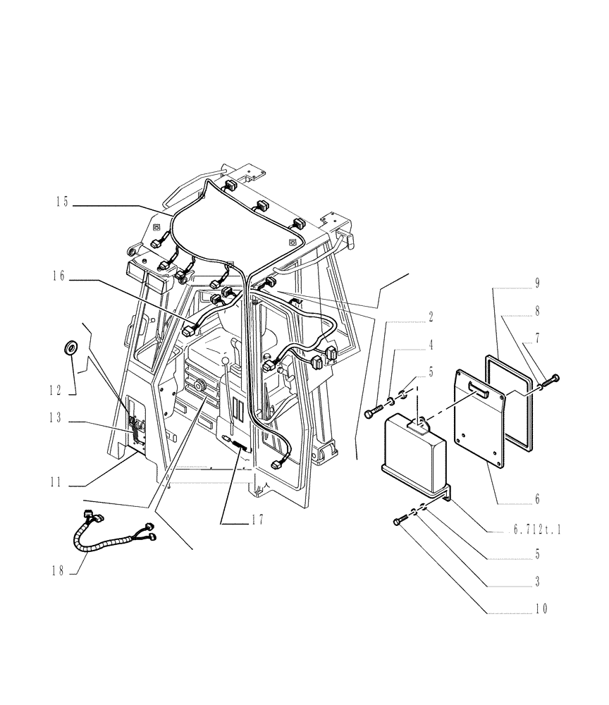 Схема запчастей Case 1850K - (9.653[16]) - ROPS CAB - ELECTRIC COMPONENTS - OPTIONAL CODE 784110271 (19) - OPTIONS