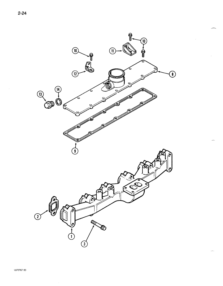 Схема запчастей Case 1086B - (2-024) - MANIFOLDS, 6T-590 ENGINE (02) - ENGINE