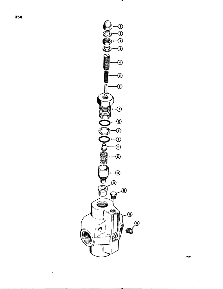 Схема запчастей Case 580C - (354) - RELIEF VALVE, MODELS WITHOUT LOADER (08) - HYDRAULICS