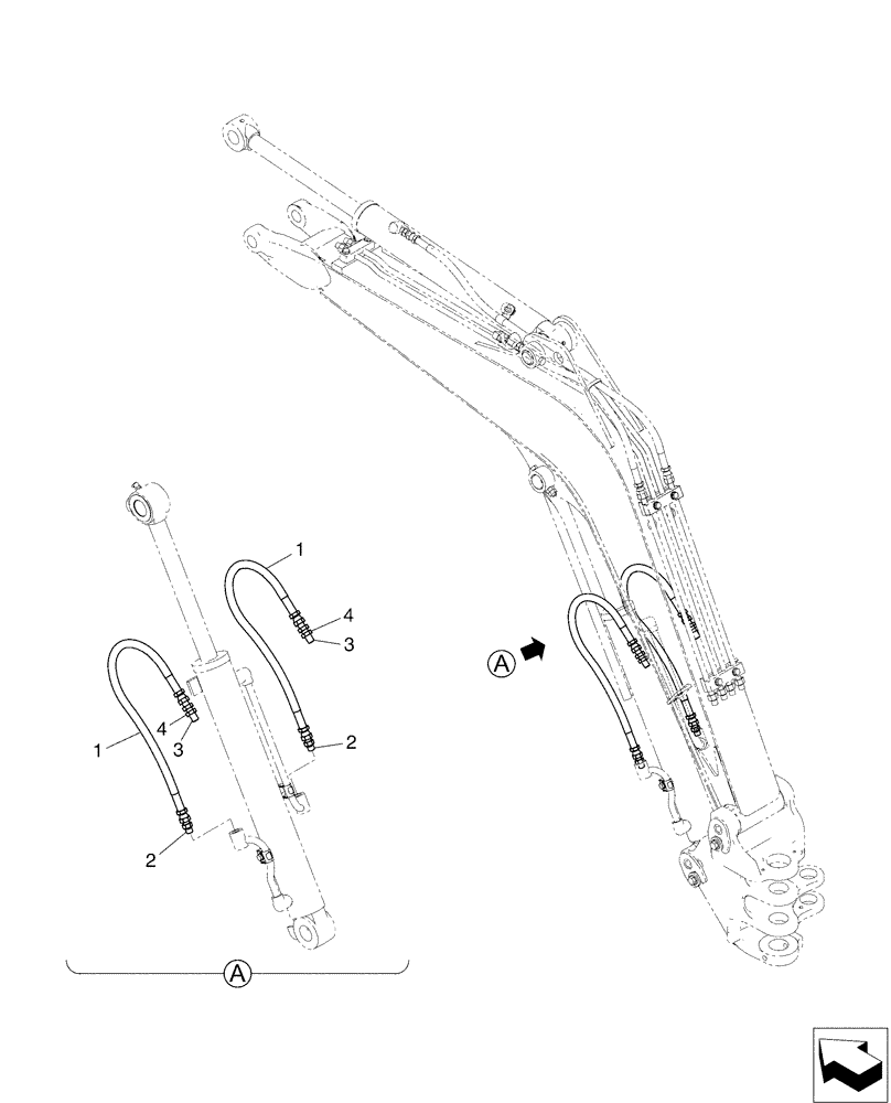 Схема запчастей Case CX17B - (03-008) - HYD LINES, CYLINDER - BOOM (35) - HYDRAULIC SYSTEMS