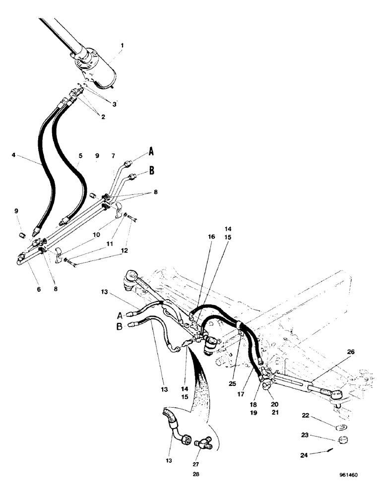 Схема запчастей Case 580G - (16) - STEERING CYLINDER HYDRAULIC CIRCUIT - 4 WHEEL DRIVE 