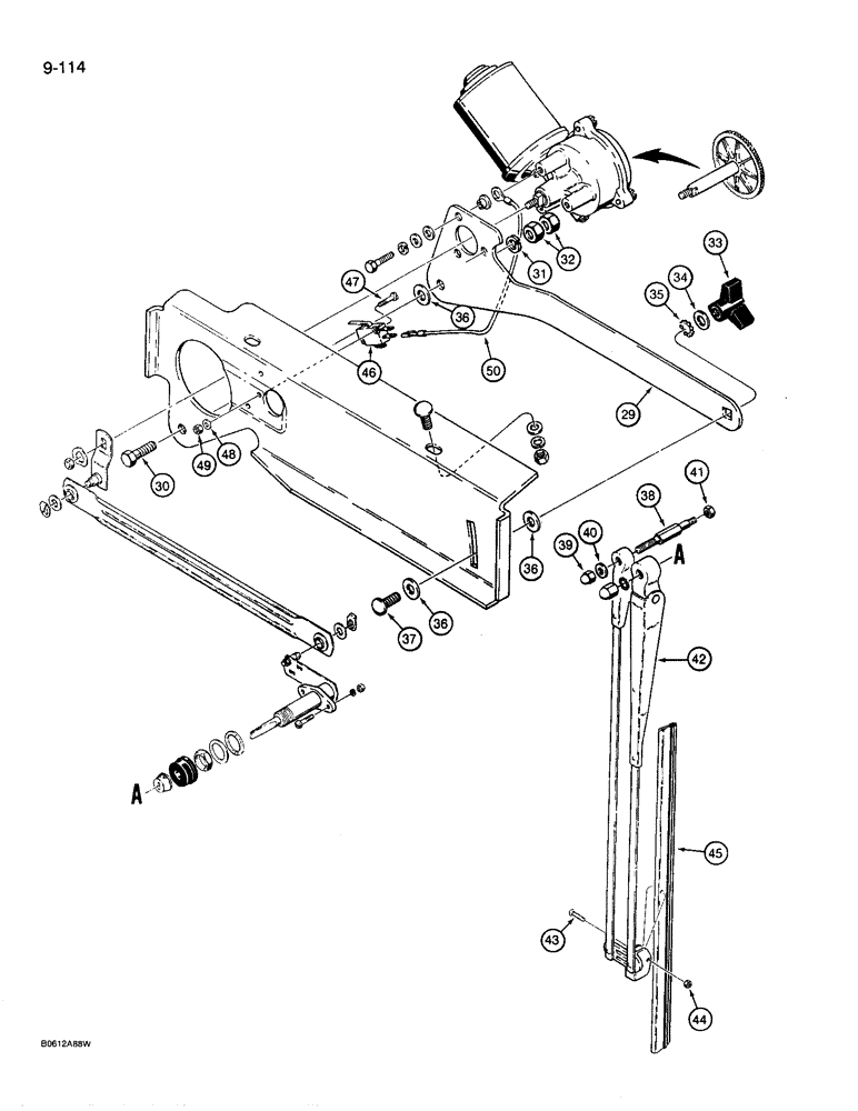 Схема запчастей Case 780D - (9-114) - CAB REAR WINDSHIELD WIPER (CONT) (09) - CHASSIS/ATTACHMENTS