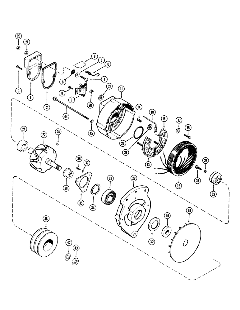 Схема запчастей Case 680CK - (044) - ALTERNATOR, (301B) DIESEL ENGINE (55) - ELECTRICAL SYSTEMS