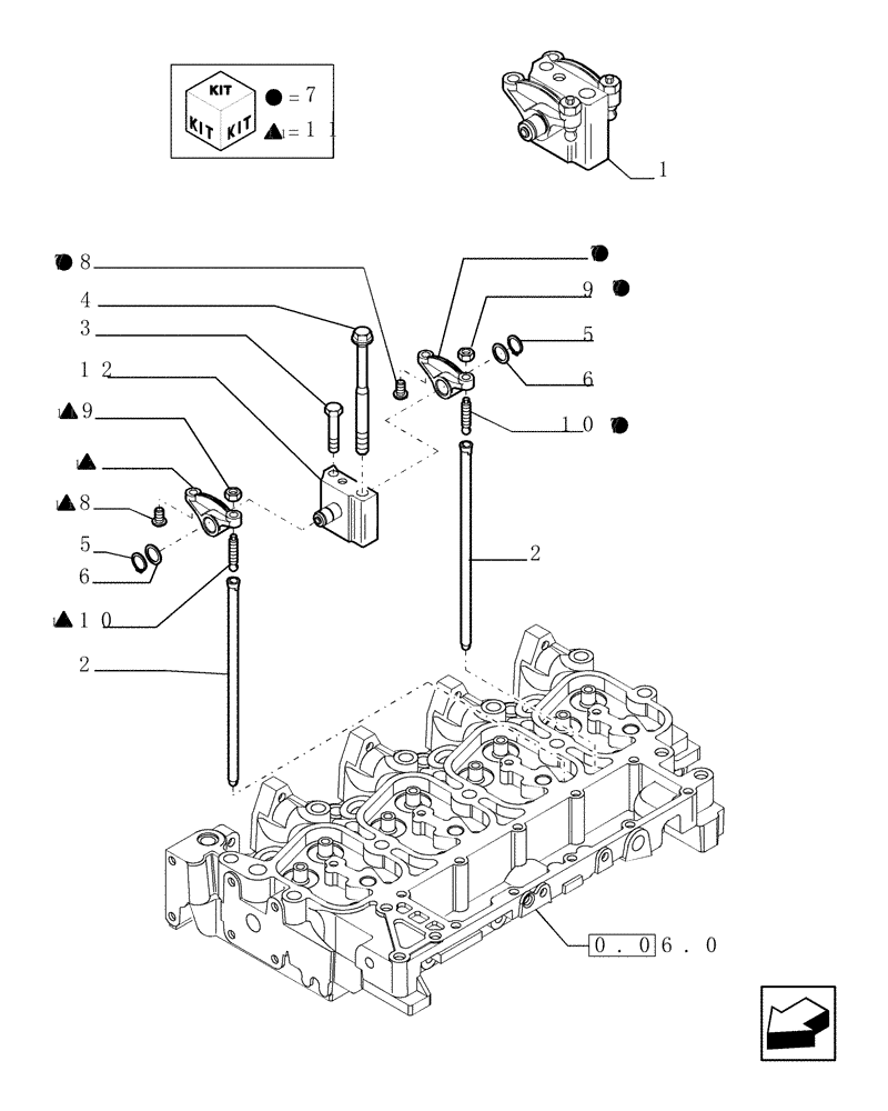 Схема запчастей Case TX1055 - (0.06.6[01]) - ROCKER SHAFT (10) - ENGINE