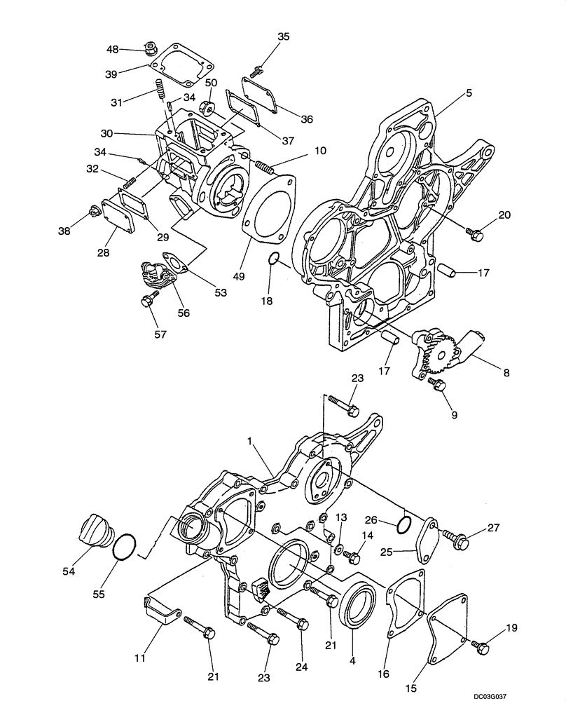 Схема запчастей Case CX25 - (02-10[00]) - HOUSING, GEAR (02) - ENGINE