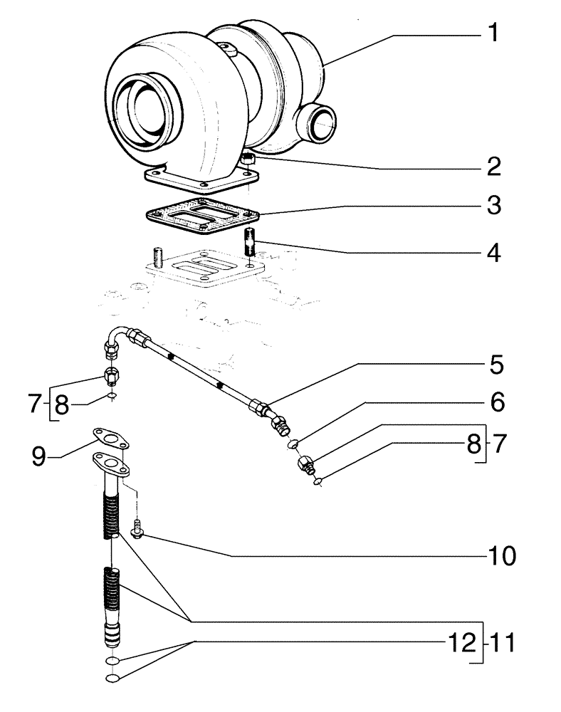 Схема запчастей Case 885 - (02-24[02]) - TURBOCHARGER - MOUNTING (02) - ENGINE