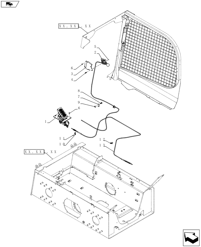 Схема запчастей Case SR130 - (55.525.AB[02]) - THROTTLE CONTROL, HAND & FOOT EH (SR130,SR150) (55) - ELECTRICAL SYSTEMS