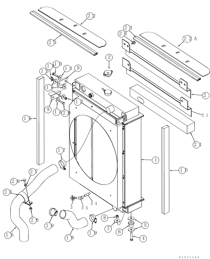 Схема запчастей Case 850K - (02-03) - RADIATOR - MOUNTING (02) - ENGINE