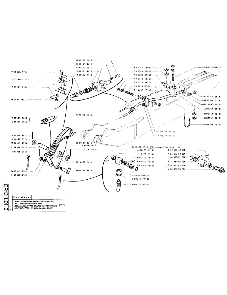 Схема запчастей Case RC200 - (121) - B.A. ADAPTION ON DIPPER ARM 