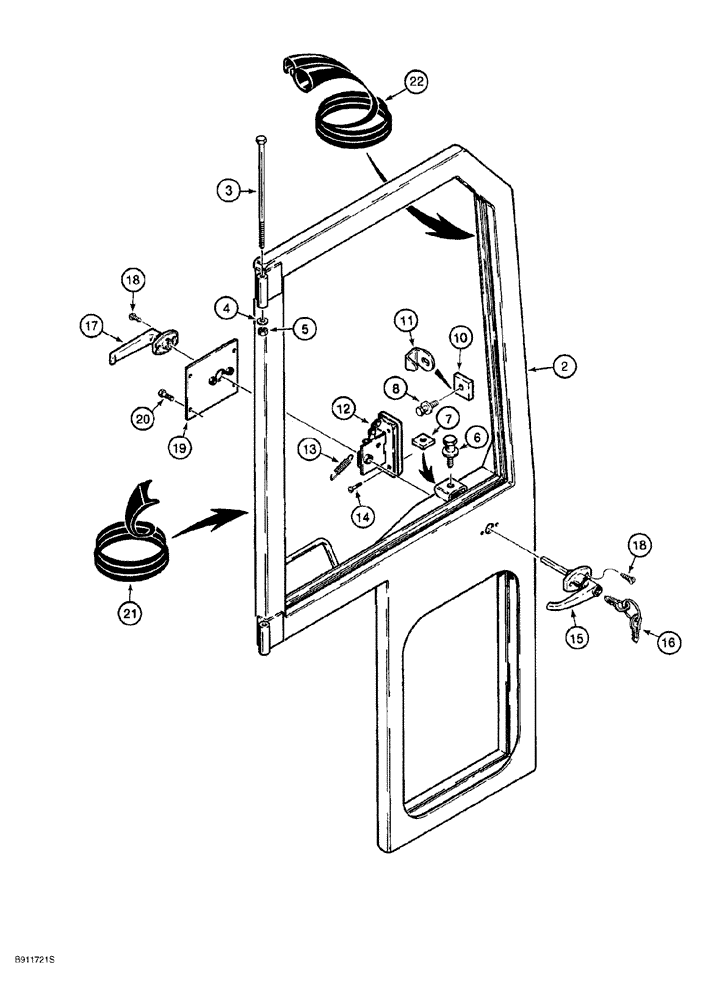 Схема запчастей Case 650G - (9-52) - CAB ASSEMBLY - DOORS (09) - CHASSIS/ATTACHMENTS