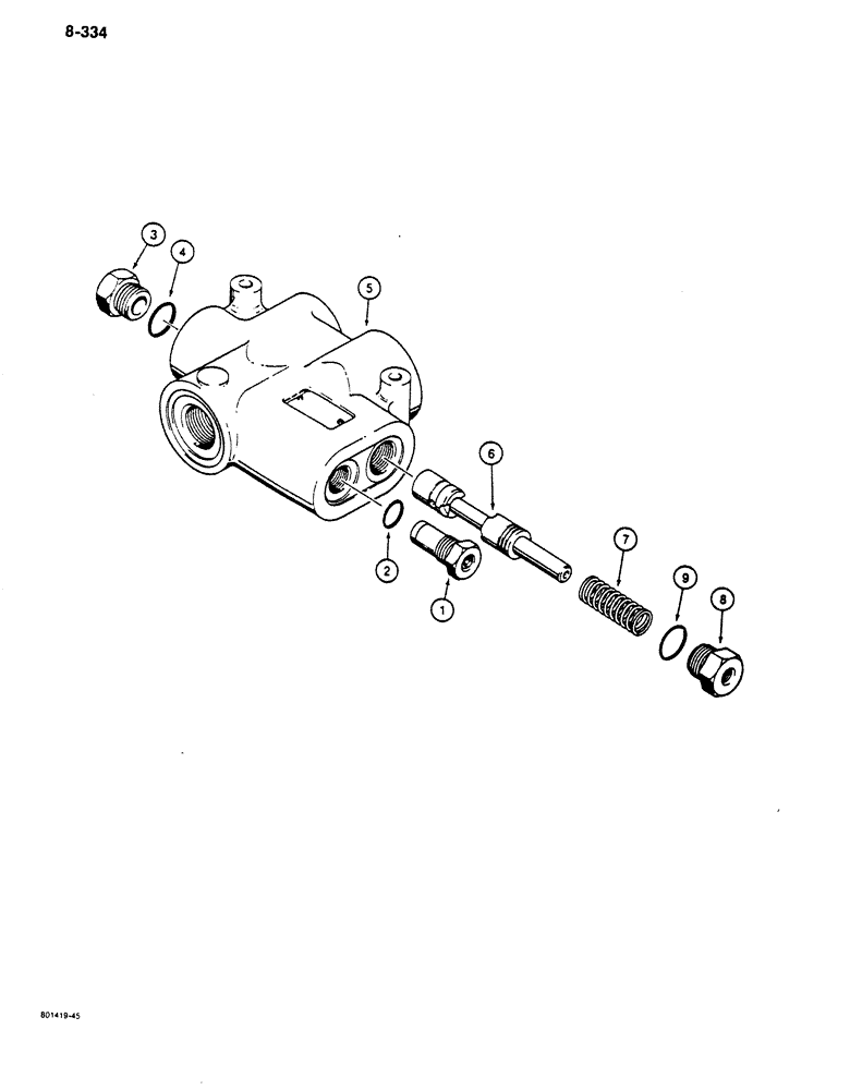 Схема запчастей Case 680K - (8-334) - L102602 FLOW CONTROL VALVE (08) - HYDRAULICS