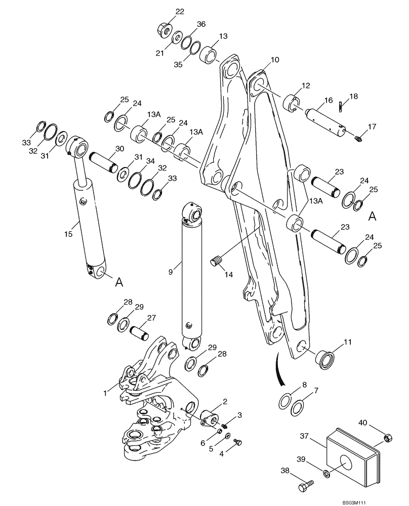 Схема запчастей Case 590SM - (09-23) - BACKHOE - BOOM AND SWING TOWER (09) - CHASSIS/ATTACHMENTS