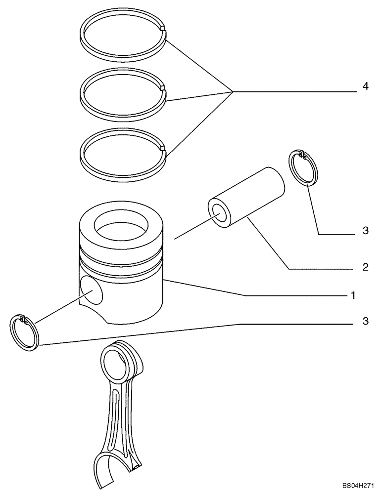 Схема запчастей Case 580SM - (02-23) - PISTONS - CONNECTING ROD (02) - ENGINE