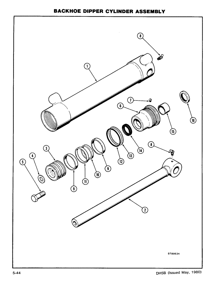 Схема запчастей Case DH5 - (5-44) - BACKHOE DIPPER CYLINDER ASSEMBLY (35) - HYDRAULIC SYSTEMS