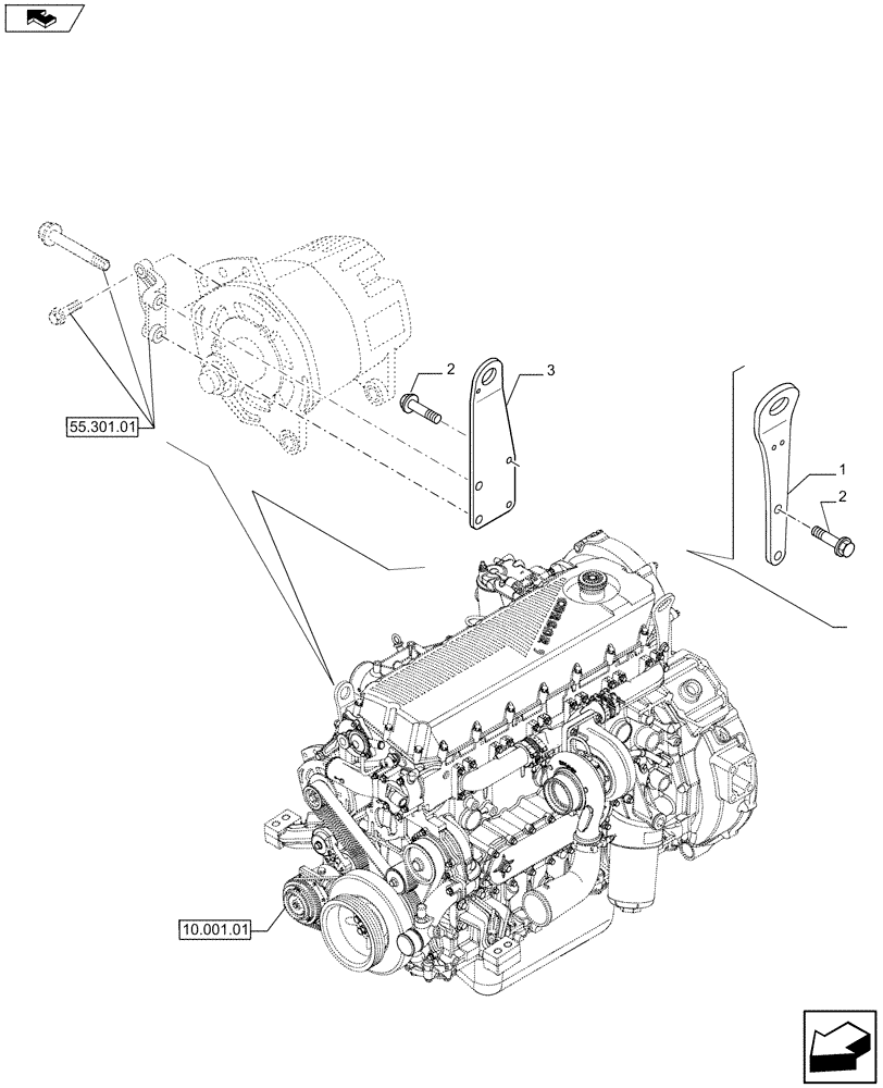 Схема запчастей Case F2CFE614C A002 - (10.012.04) - HOOKS - ENGINE (10) - ENGINE