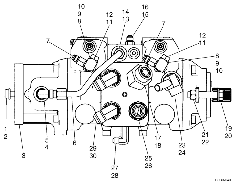 Схема запчастей Case 420 - (06-19) - HYDROSTATICS - PUMP FITTINGS (420 WITH PILOT CONTROL) (06) - POWER TRAIN