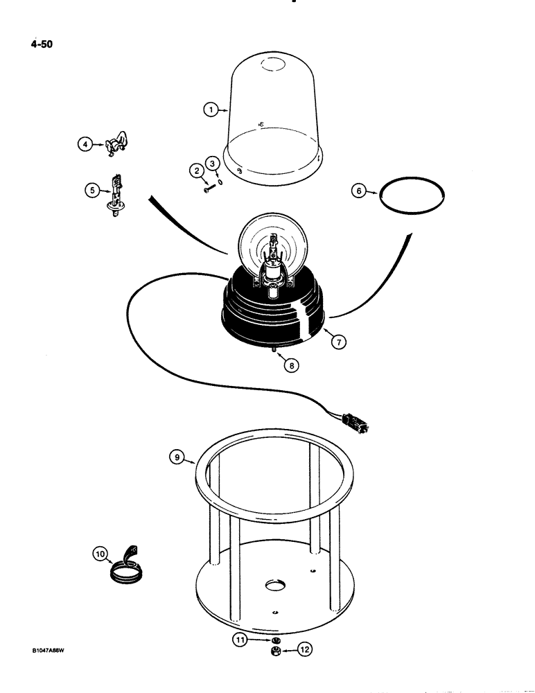 Схема запчастей Case 621 - (4-50) - ROTATING BEACON ASSEMBLY AND MOUNTING (04) - ELECTRICAL SYSTEMS