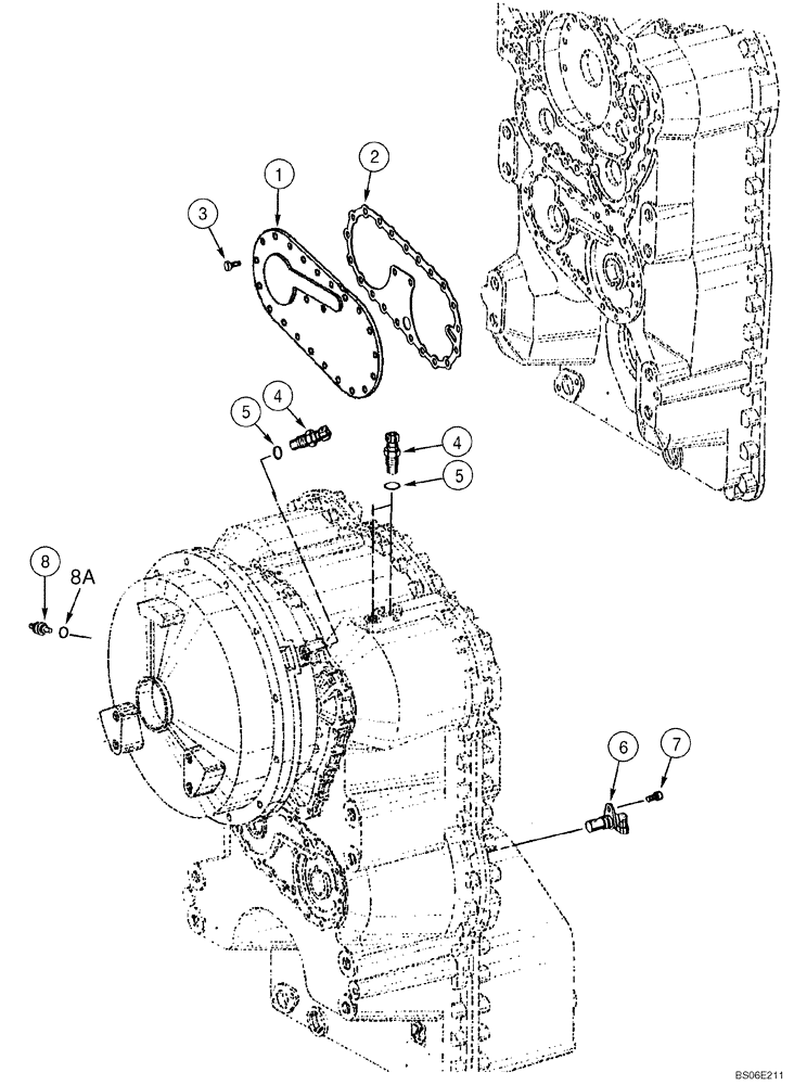 Схема запчастей Case 821E - (06-18) - TRANSMISSION - SENSOR, SPEED AND PUMP COVER - PRIOR TO P.I.N. N7F203144 (06) - POWER TRAIN