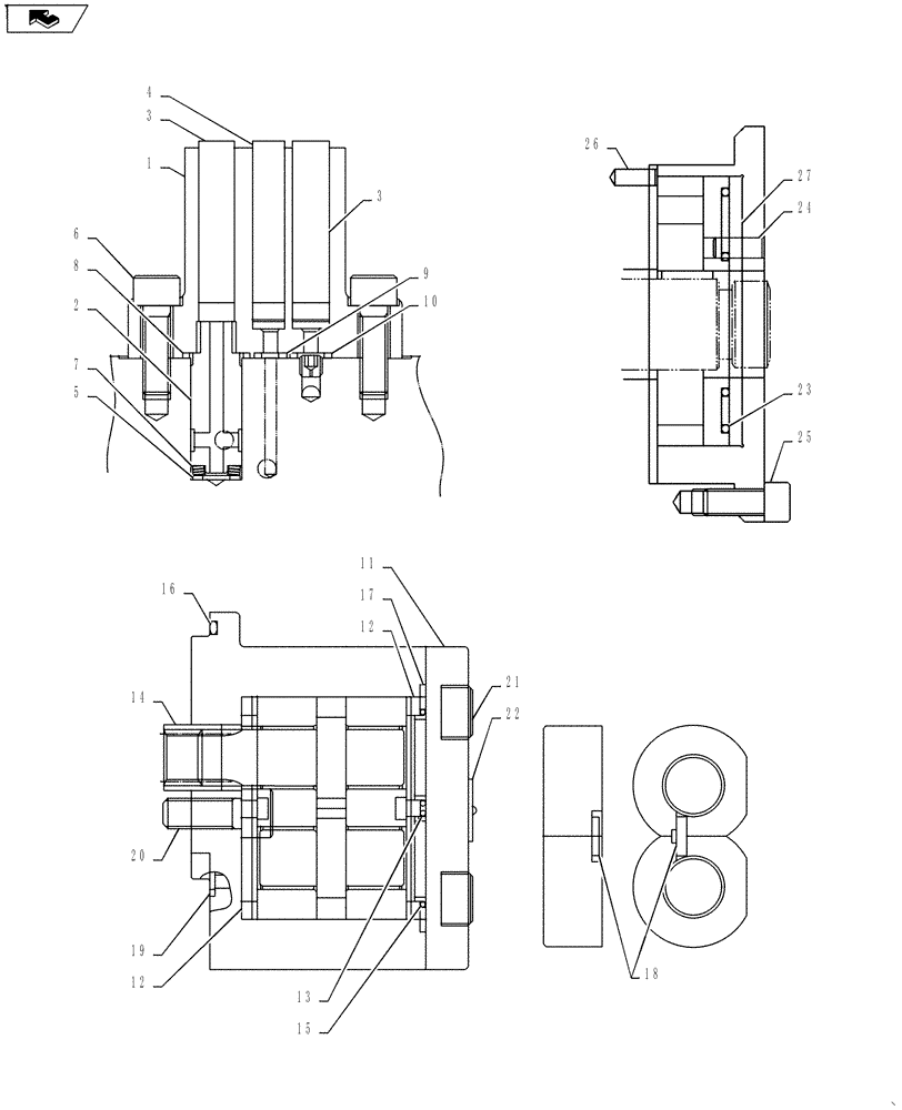 Схема запчастей Case CX55BMSR - (01-015[04]) - POWER TAKE-OFF ASSY (CANOPY) (35) - HYDRAULIC SYSTEMS