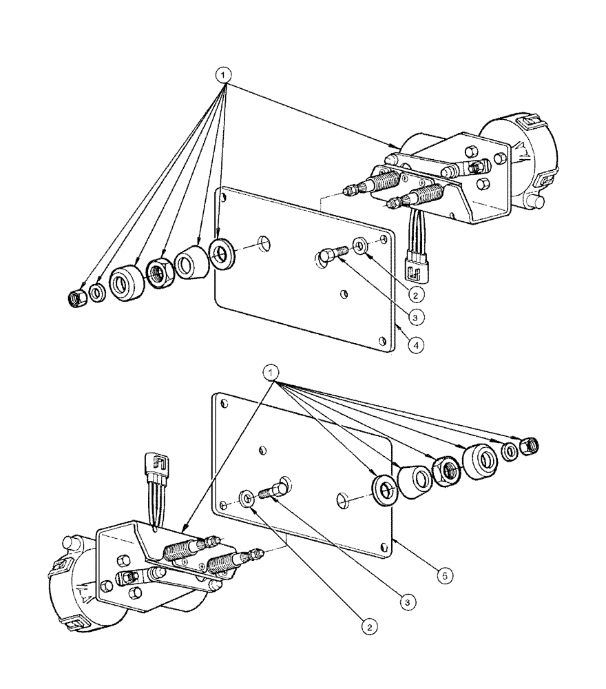 Схема запчастей Case 865 DHP - (4-056) - FRONT/REAR WINDSHIELD WIPER MOTOR (CAB) (04) - ELECTRICAL SYSTEMS