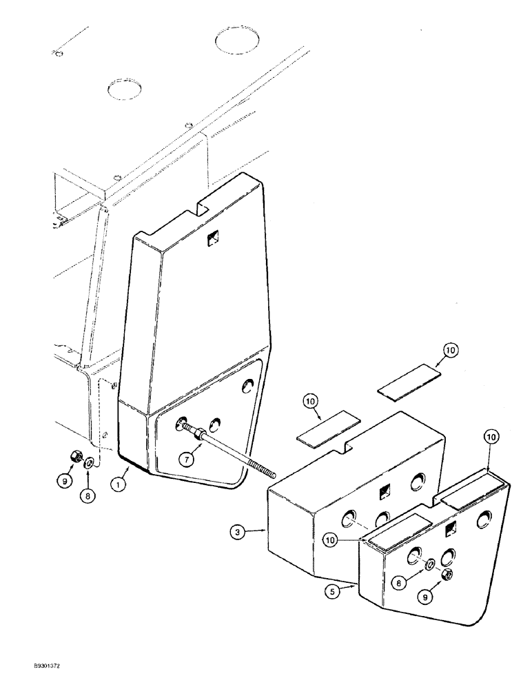 Схема запчастей Case 821B - (9-026) - COUNTERWEIGHTS, 5400 POUND TOTAL WEIGHT (09) - CHASSIS/ATTACHMENTS