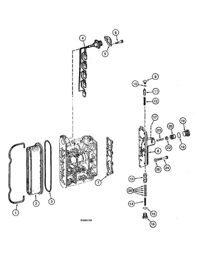 Схема запчастей Case 821B - (6-36) - TRANSMISSION ASSEMBLY, CONTROL VALVE, COVERS AND HARNESS (06) - POWER TRAIN