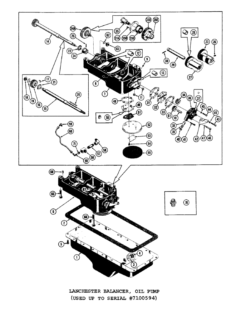 Схема запчастей Case 1000C - (026) - LANCHESTER BALANCER, OIL PUMP, USED UP TO SERIAL NUMBER 7100594 (01) - ENGINE