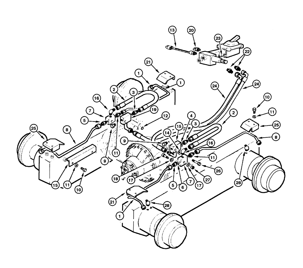 Схема запчастей Case 845 - (07.07[00]) - BRAKE HYDRAULIC CIRCUIT (CLARK) (07) - BRAKES