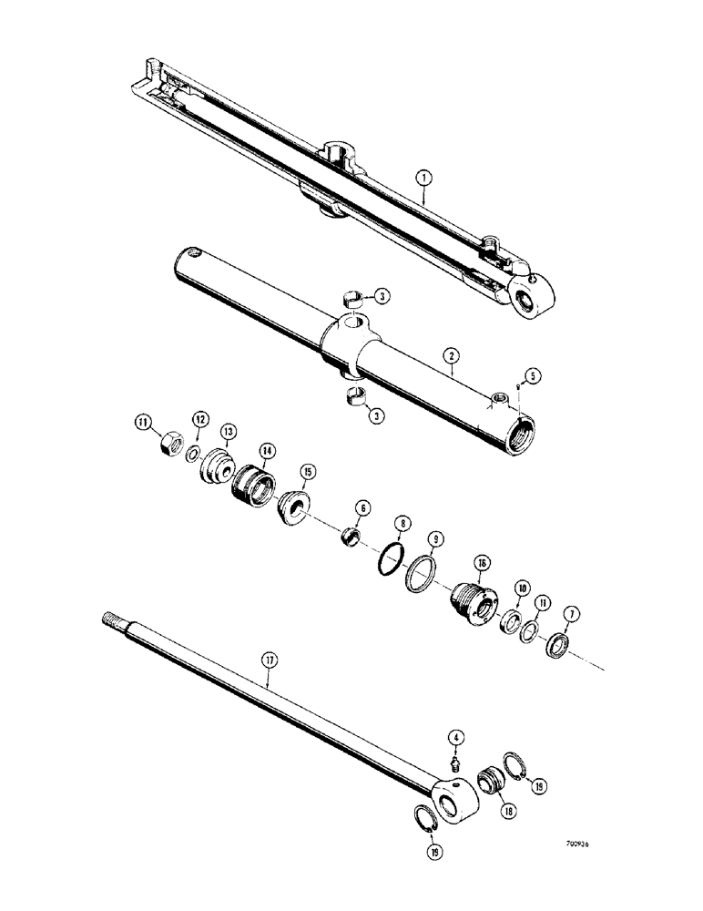 Схема запчастей Case 310G - (227A) - DOZER LIFT CYL., USES PRESS IN OUTER ROD WIPER MECHANICAL ANGLING, POWER ANGLING & POWER TILT DOZERS (07) - HYDRAULIC SYSTEM