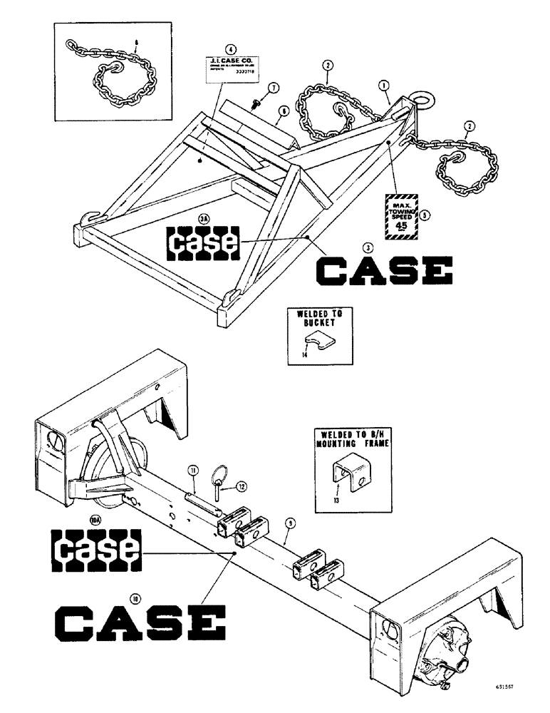 Схема запчастей Case 33 - (196) - TRANS-PACK TRAILER, HITCH AND AXLE ASSEMBLY 