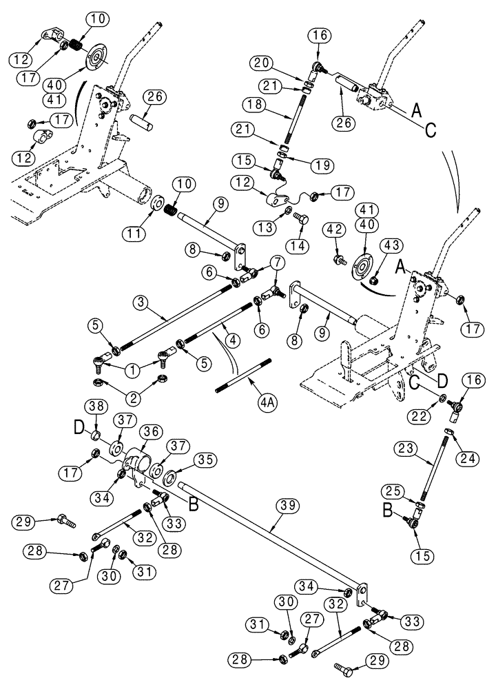 Схема запчастей Case 95XT - (09-16) - LINKAGE, LOADER & GROUND DRIVE, MODELS W/O FOOT CONTROLS (N.A. -JAF0311356 / EUROPE -JAF0274359) (09) - CHASSIS/ATTACHMENTS