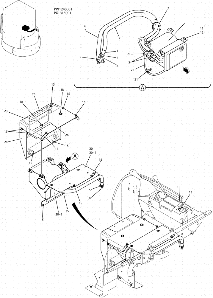 Схема запчастей Case CX36B - (01-059) - HEATER ASSY (WITH HEATER) (50) - CAB CLIMATE CONTROL