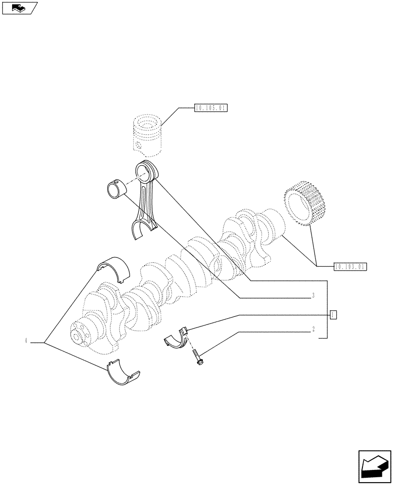 Схема запчастей Case F2CE9684E E017 - (10.105.02) - CONNECTING ROD ENGINE (504128698) (01) - ENGINE