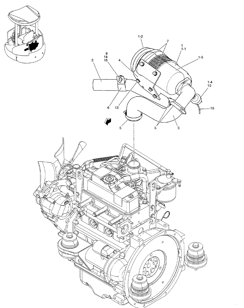 Схема запчастей Case CX27B PV13 - (01-008) - CLEANER ASSY, AIR (05) - SUPERSTRUCTURE