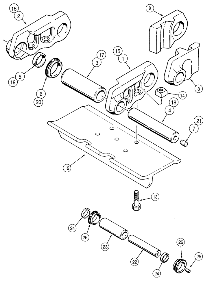 Схема запчастей Case 850H - (05-09) - TRACK CHAIN, CASE LUBRICATED, EACH MASTER LINK HAS ONE BOLT HOLE (11) - TRACKS/STEERING