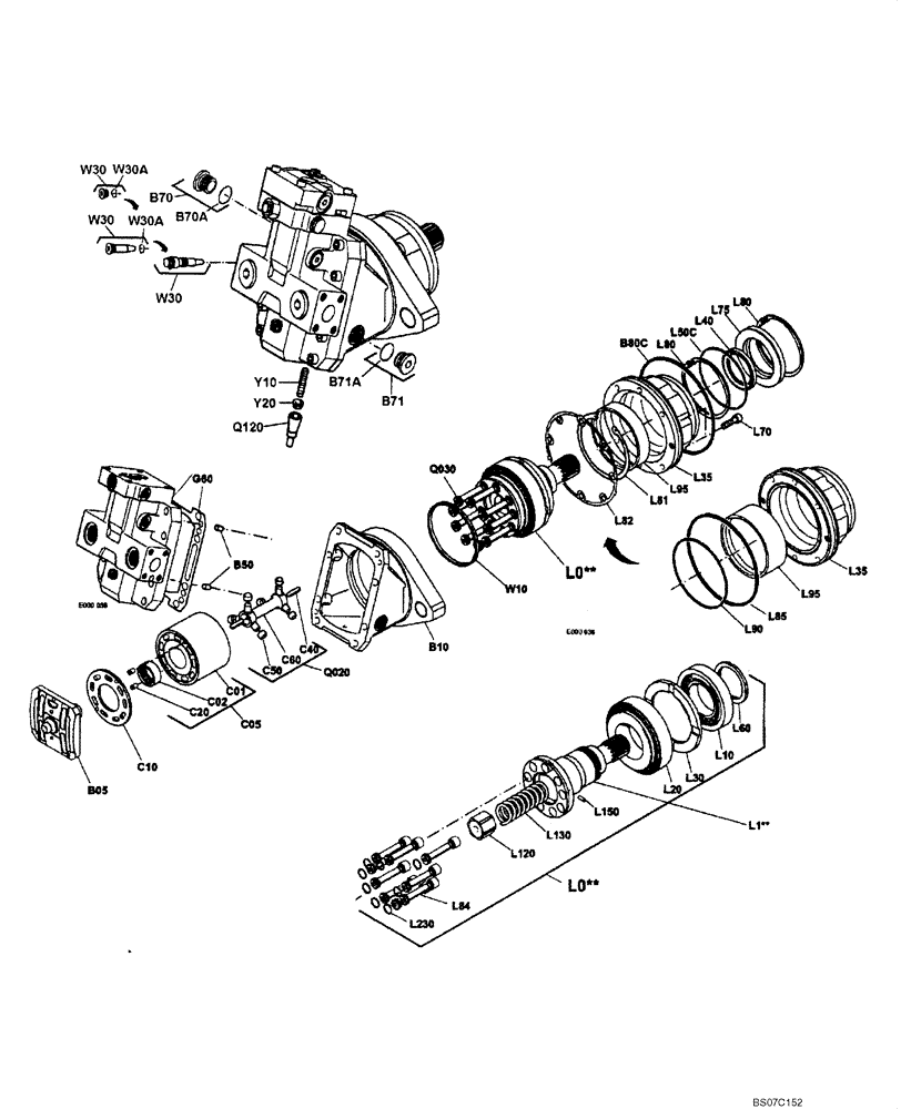 Схема запчастей Case SV212 - (10-016-00[01]) - HYDRAULICS - TRAVEL MOTOR - REAR (GROUP 30-6 A) (ND090942) (08) - HYDRAULICS