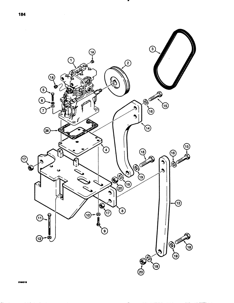 Схема запчастей Case 780B - (184) - BRAKE SYSTEM, AIR COMPRESSOR MOUNTING (07) - BRAKES