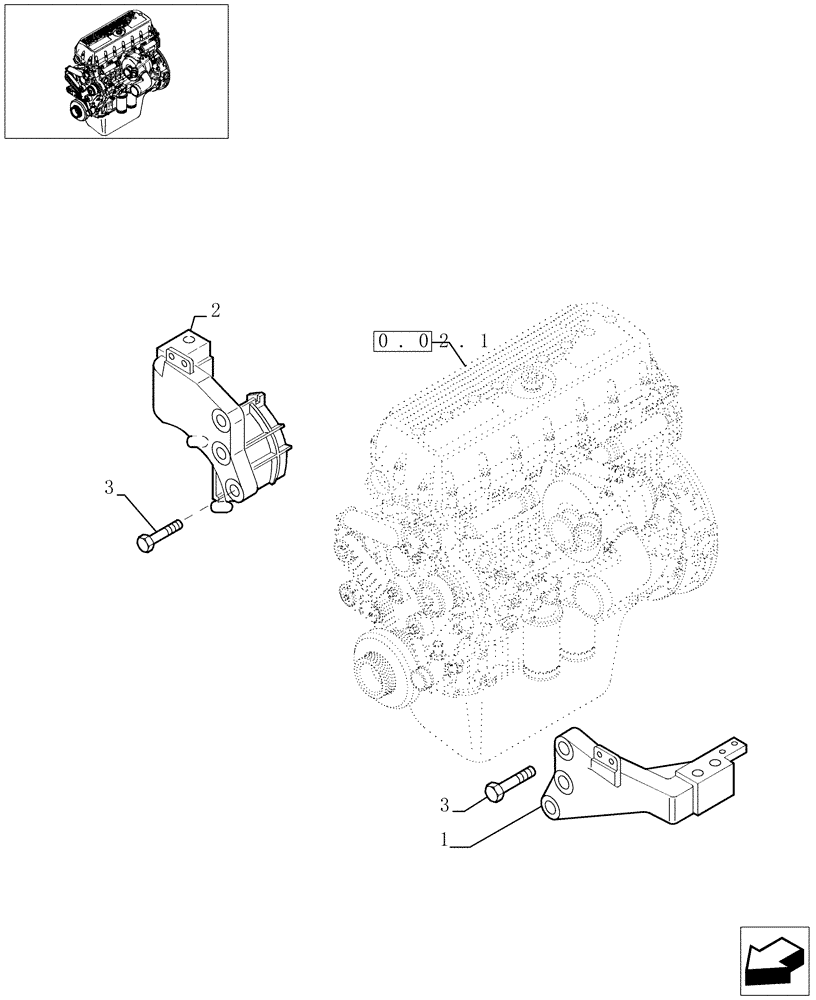 Схема запчастей Case F3BE0684E B003 - (0.04.4[01]) - ENGINE SUSPENSION (504087155) 