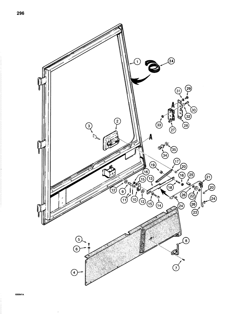 Схема запчастей Case 1280B - (296) - CAB, DOOR ASSEMBLY (09) - CHASSIS/ATTACHMENTS