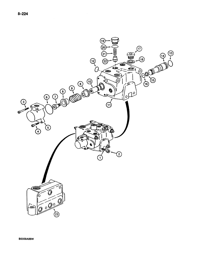 Схема запчастей Case 125B - (8-224) - CONTROL VALVE FOR OPTIONS, P.I.N. 74251 THROUGH 74963, 21801 THROUGH 21868, 26801 AND AFTER (08) - HYDRAULICS