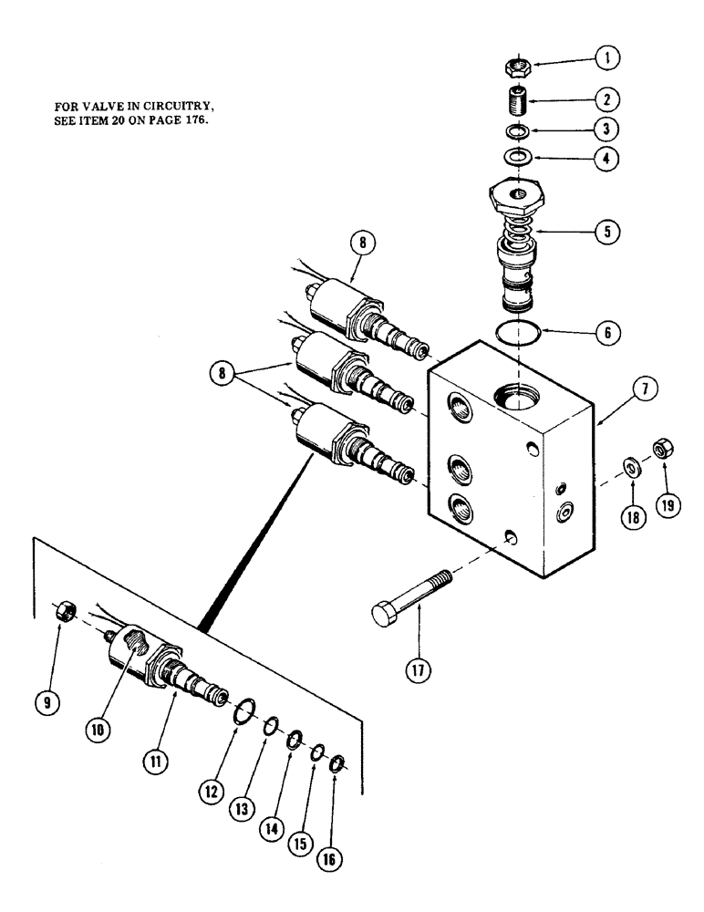 Схема запчастей Case 40 - (244) - SOLENOID MONOBLOCK VALVE, (USED ON UNITS WITH PIN 6270716 THRU 6270854) (35) - HYDRAULIC SYSTEMS