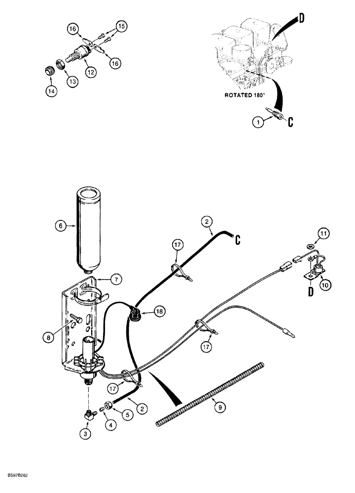 Схема запчастей Case 580SL - (2-012) - COLD START SYSTEM (02) - ENGINE