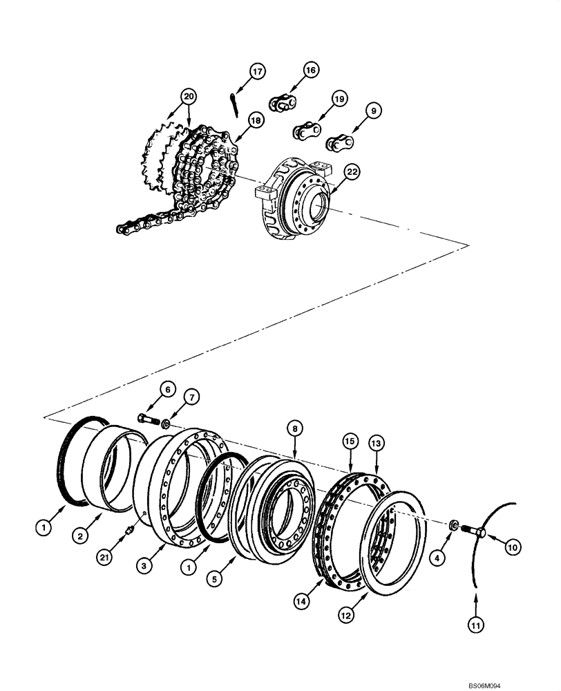 Схема запчастей Case 845 - (06.37[00]) - TANDEM - INTERMEDIATE BEARING (FOR GRAZIANO AXLE) (06) - POWER TRAIN