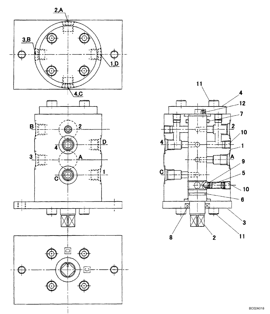 Схема запчастей Case CX160 - (08-68A) - VALVE, PILOT - PILOT CONTROL LINES (08) - HYDRAULICS