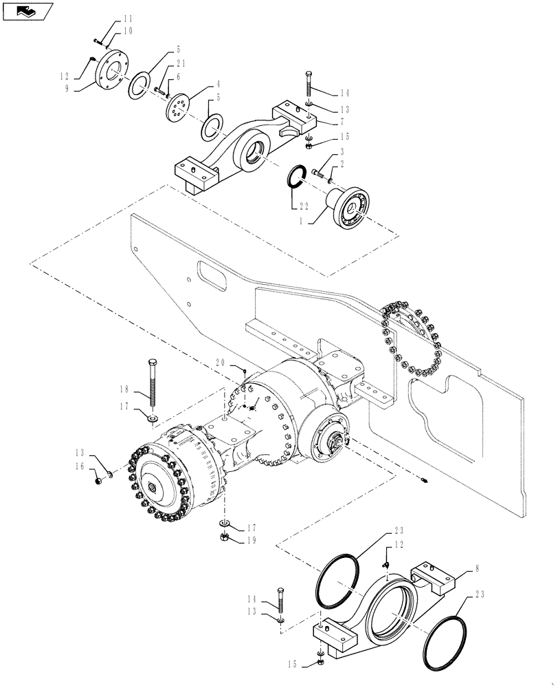 Схема запчастей Case 1121F - (25.100.01) - AXLE MOUNTING, FRONT AND REAR (25) - FRONT AXLE SYSTEM